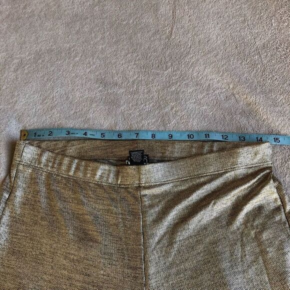 NWOT Clara Sun Woo Gold Lamé Open Shoulder Bell Sleeve Top and Classic Side Slit - Picture 13 of 16